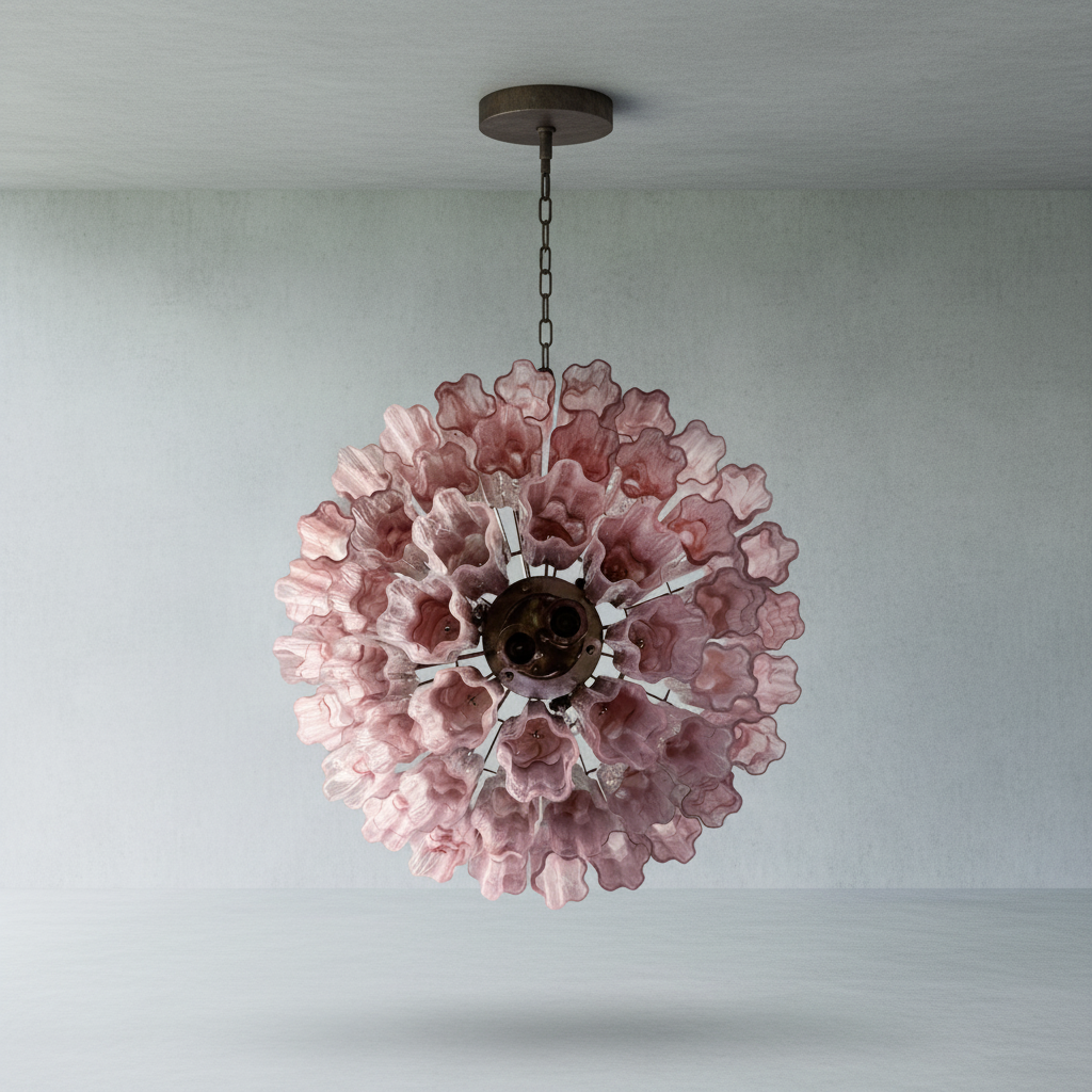 Murana 48-Tube Pink Art Glass Chandelier - XYlight