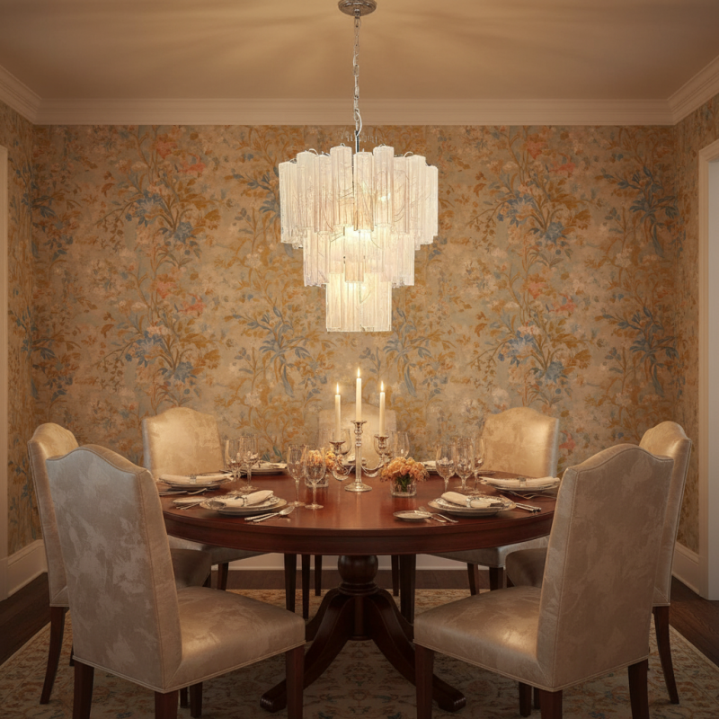 Murana 48-Tube White Glass Chandelier