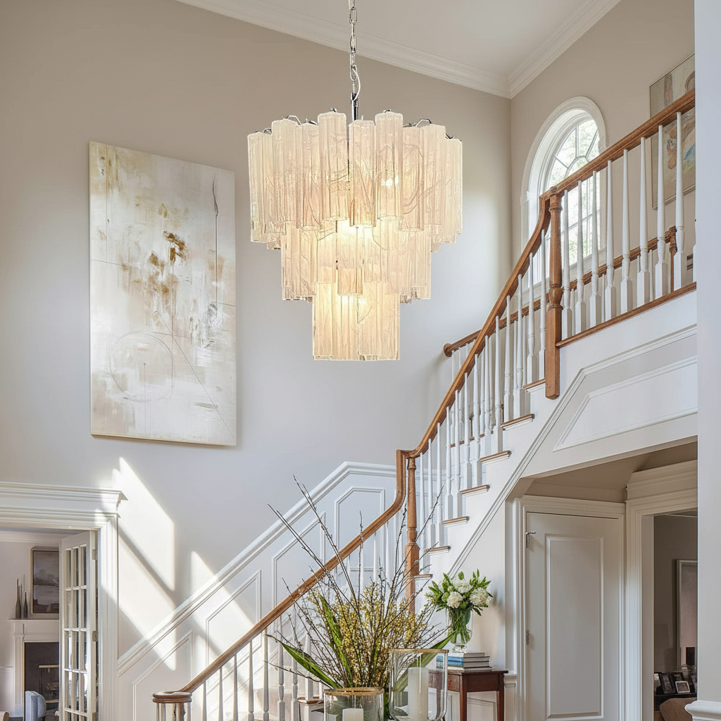 Murana 48-Tube White Glass Chandelier - XYlight