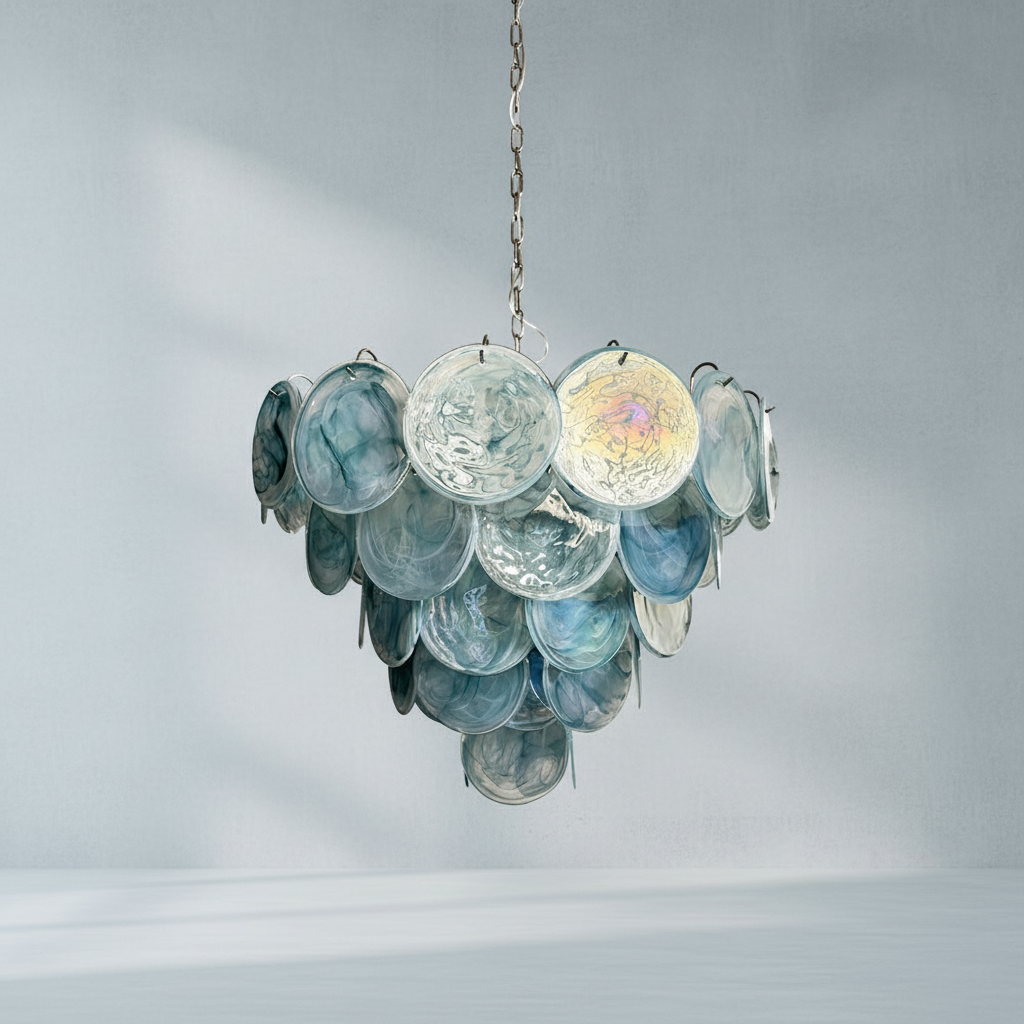 Murana 57-Disc Blue Art Glass Chandelier - XYlight