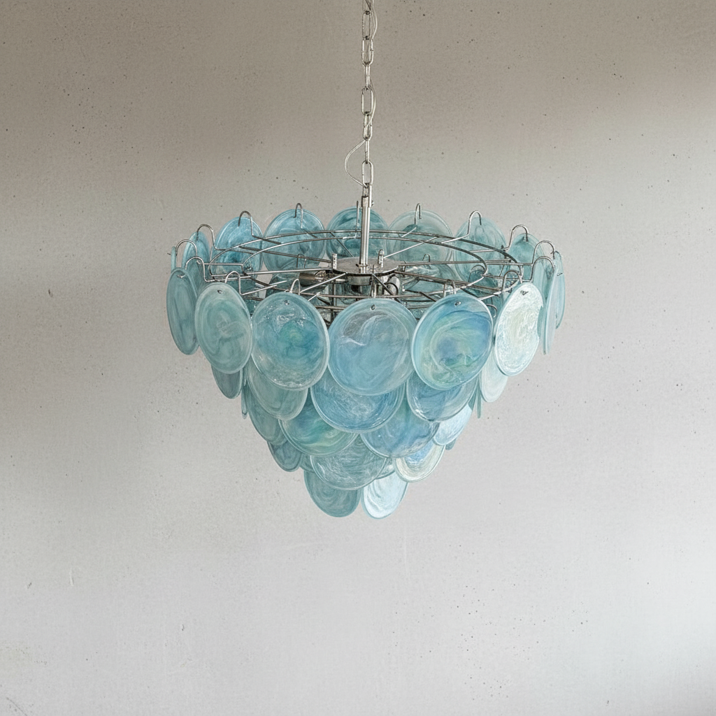 Murana 57-Disc Blue Art Glass Chandelier - XYlight