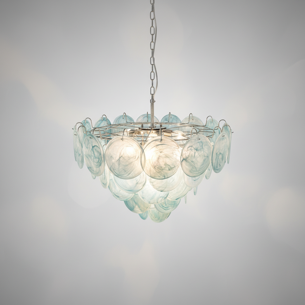 Murana 57-Disc Blue Art Glass Chandelier - XYlight