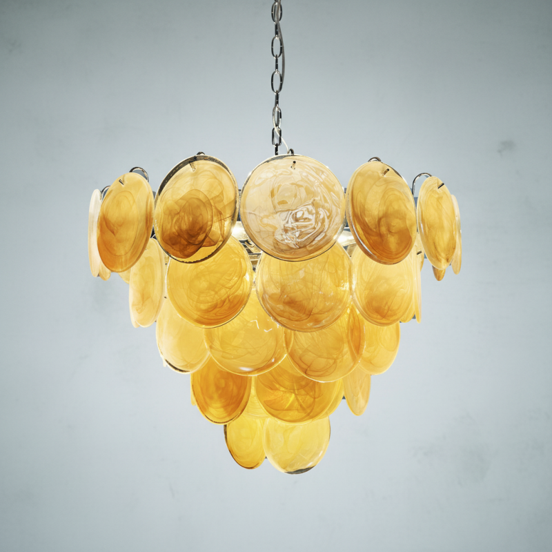 Murana 57-Disc Gold Art Glass Chandelier