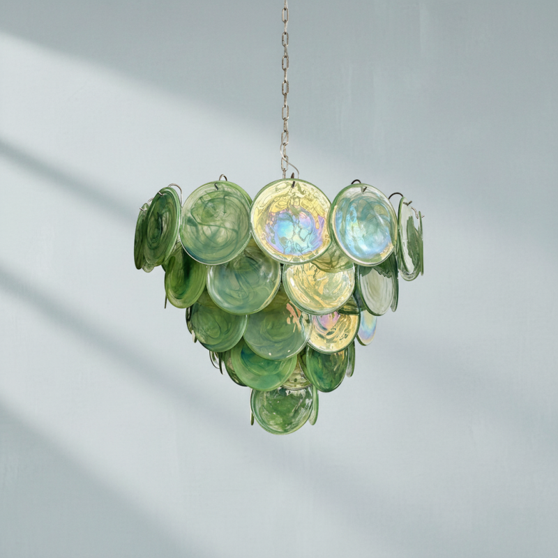 Murana 57-Disc Green Art Glass Chandelier