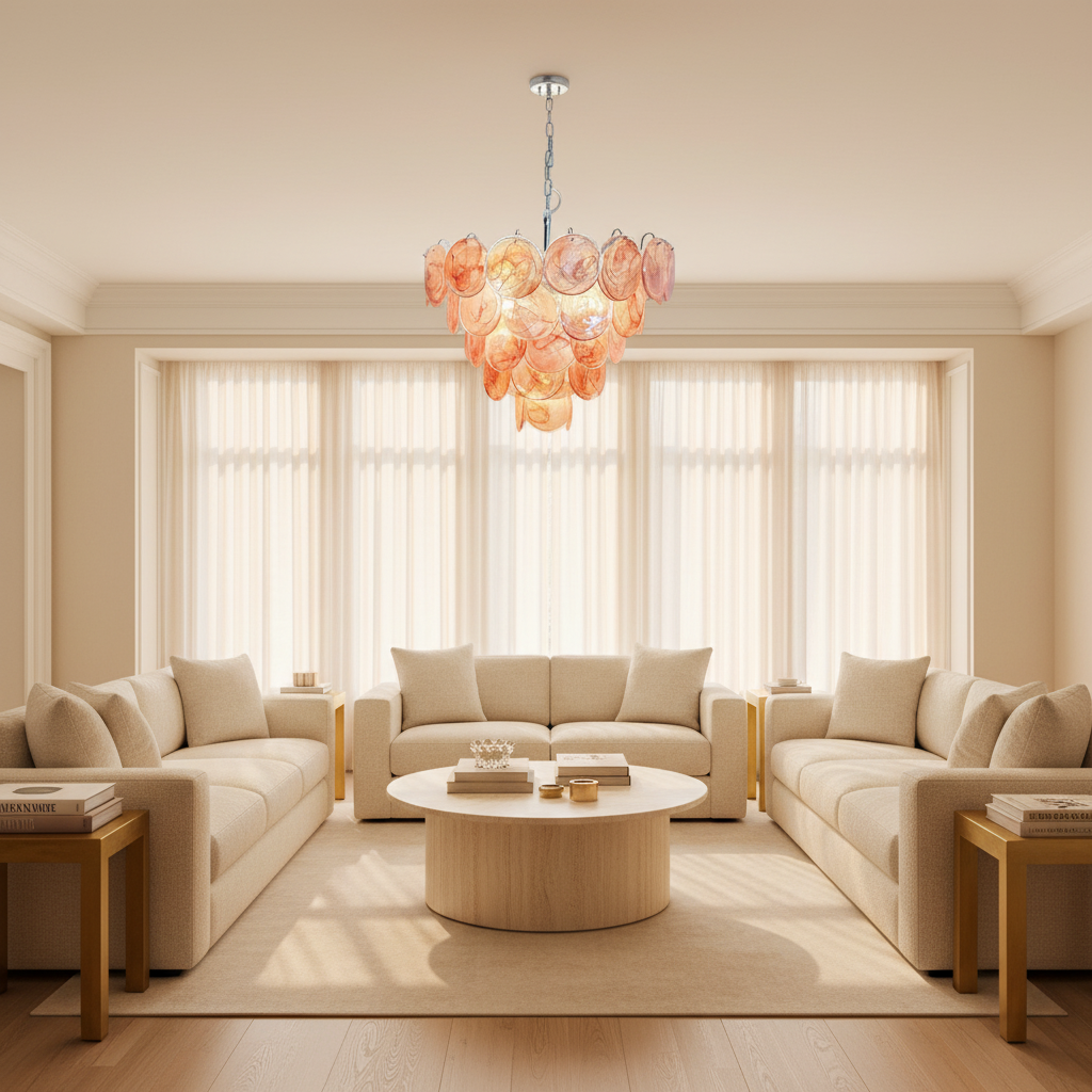 Murana 57-Disc Pink Art Glass Chandelier - XYlight