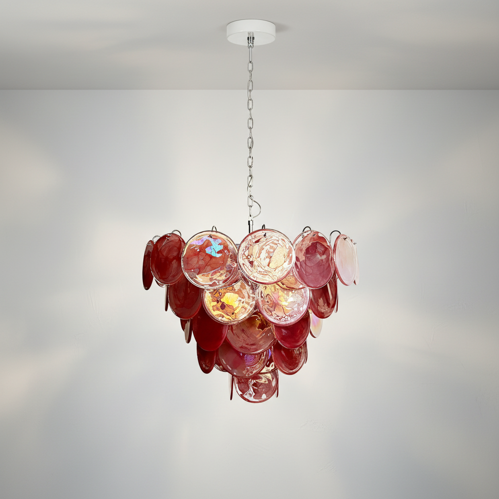Murana 57-Disc Pink Art Glass Chandelier - XYlight
