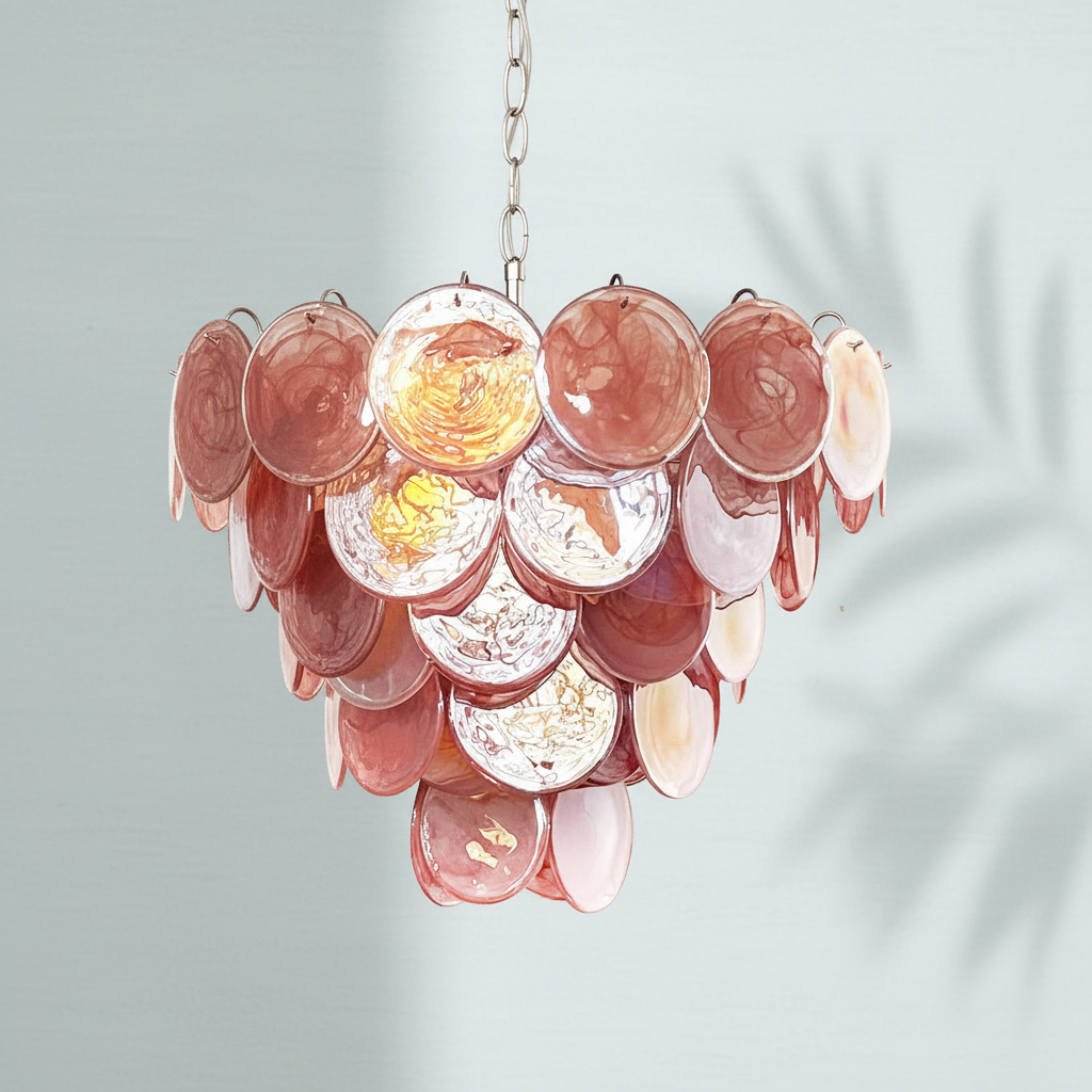 Murana 57-Disc Pink Art Glass Chandelier - XYlight