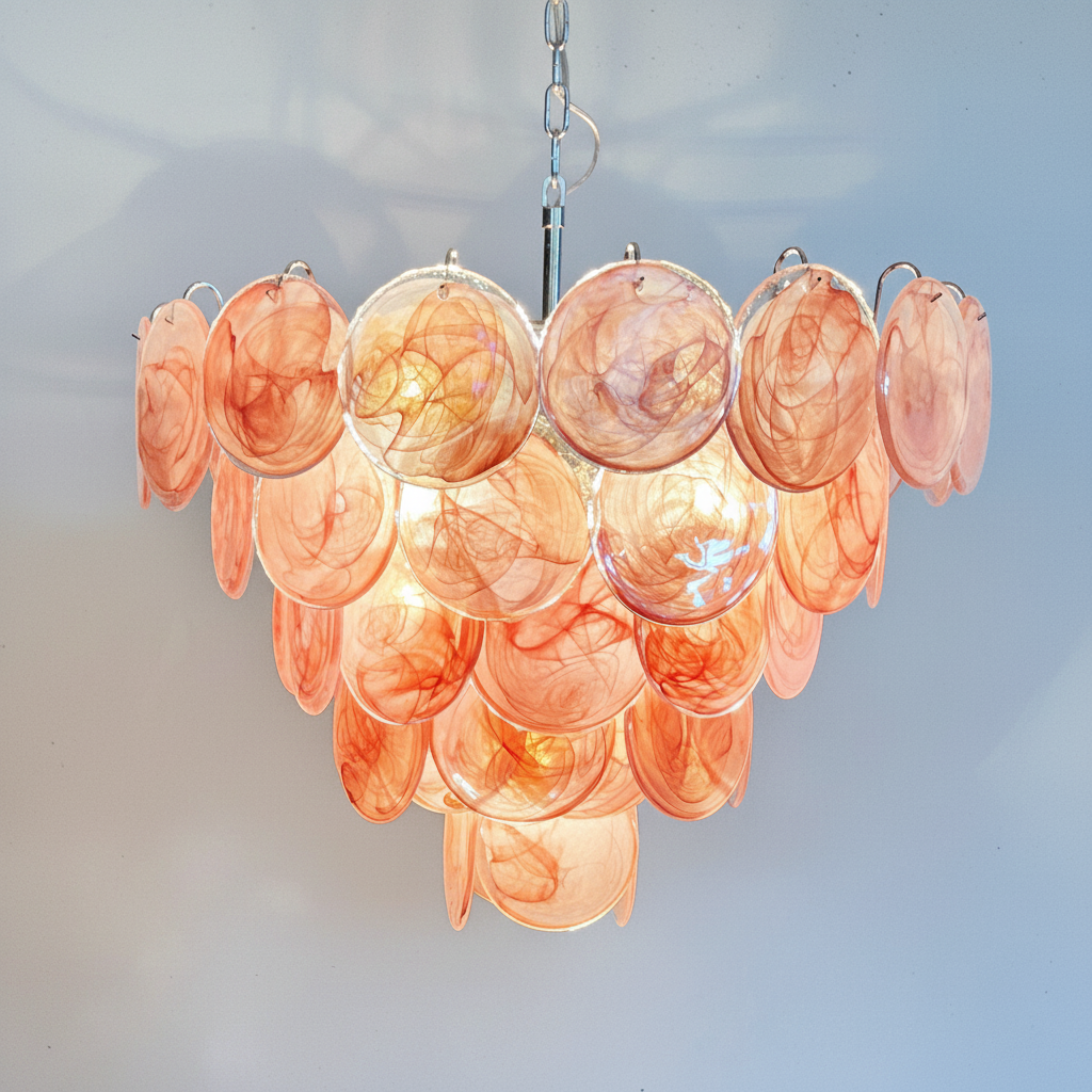 Murana 57-Disc Pink Art Glass Chandelier - XYlight