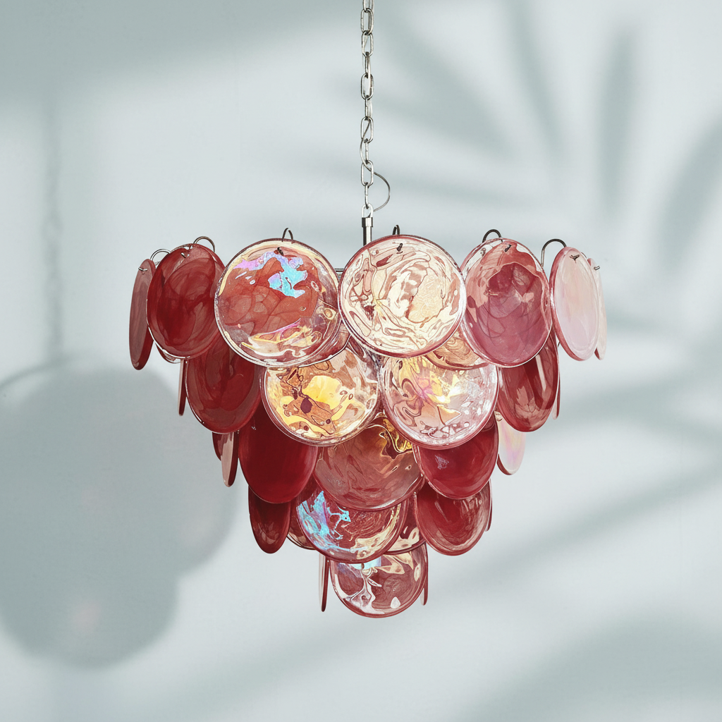Murana 57-Disc Pink Art Glass Chandelier - XYlight