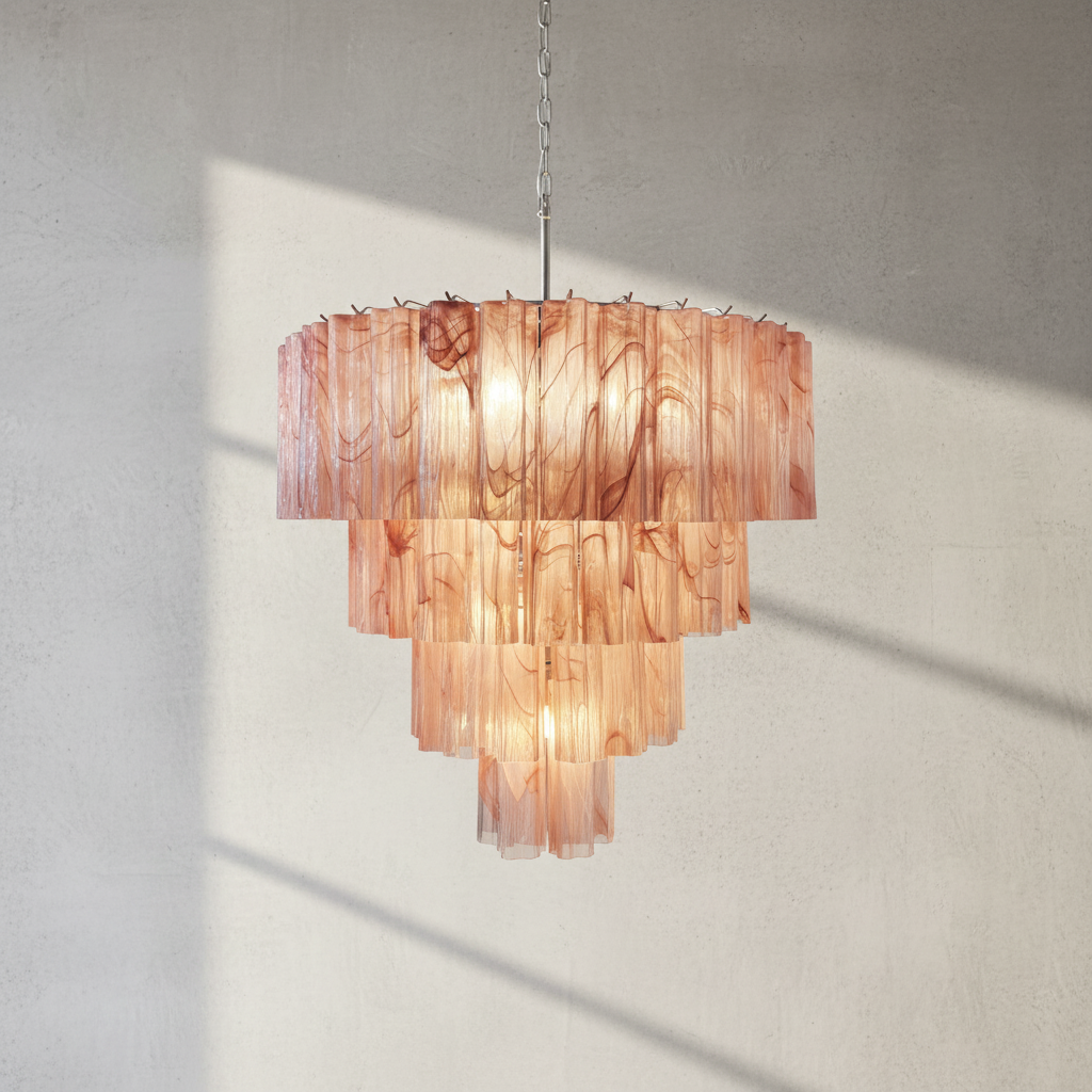 Murana 78-Tube Pink Art Glass Chandelier - XYlight