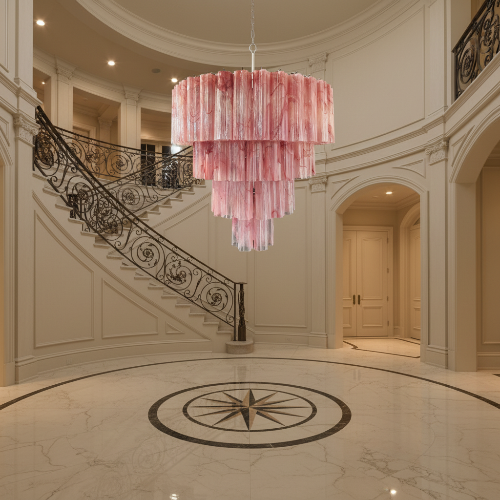 Murana 78-Tube Pink Art Glass Chandelier - XYlight