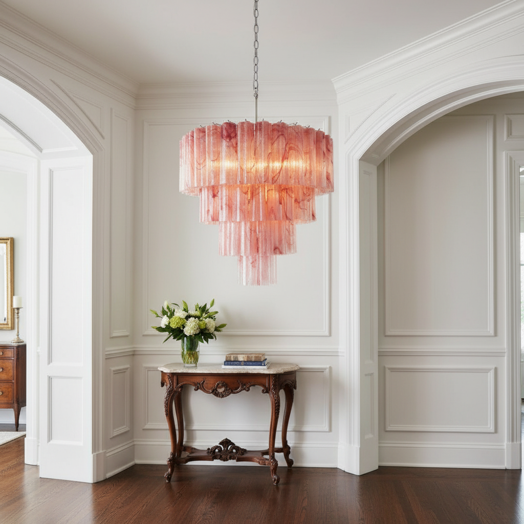 Murana 78-Tube Pink Art Glass Chandelier - XYlight