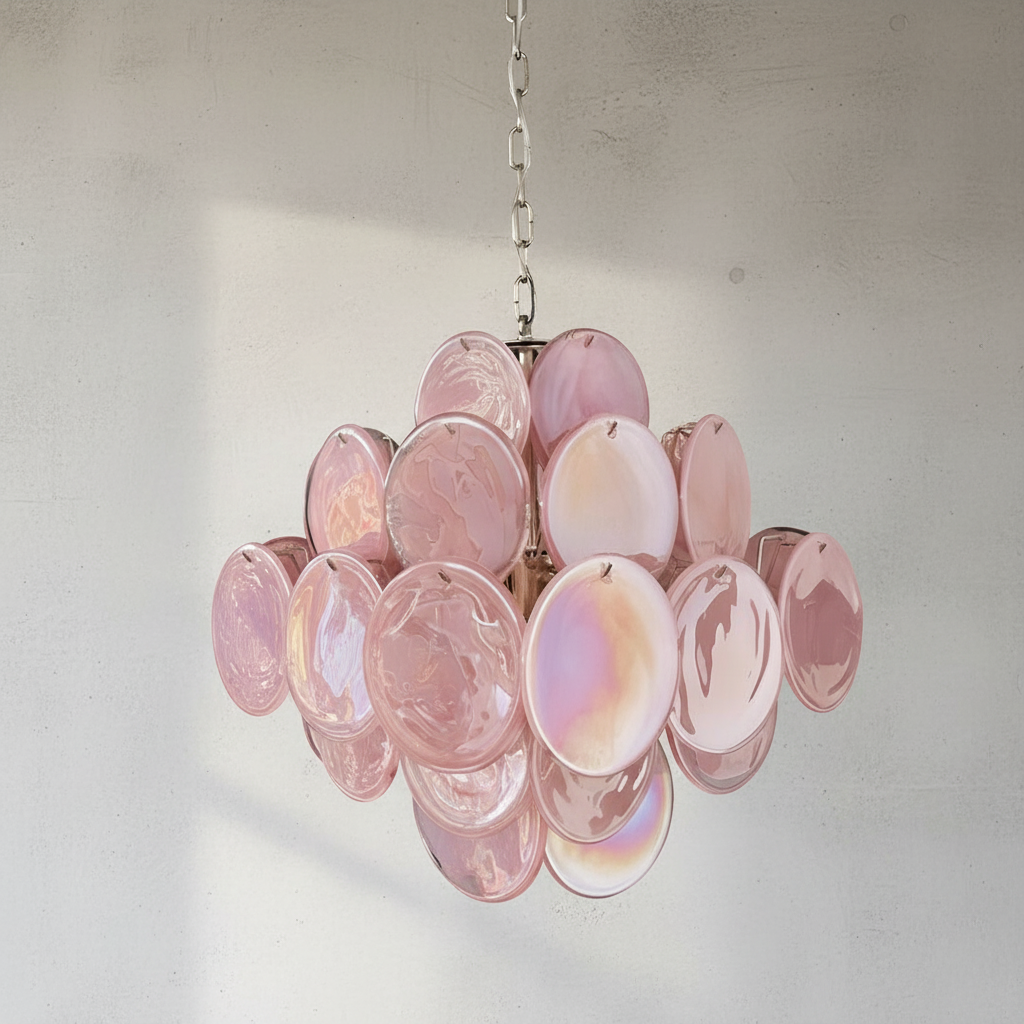 Murana 36-Disc Pink Art Glass Chandelier - XYlight