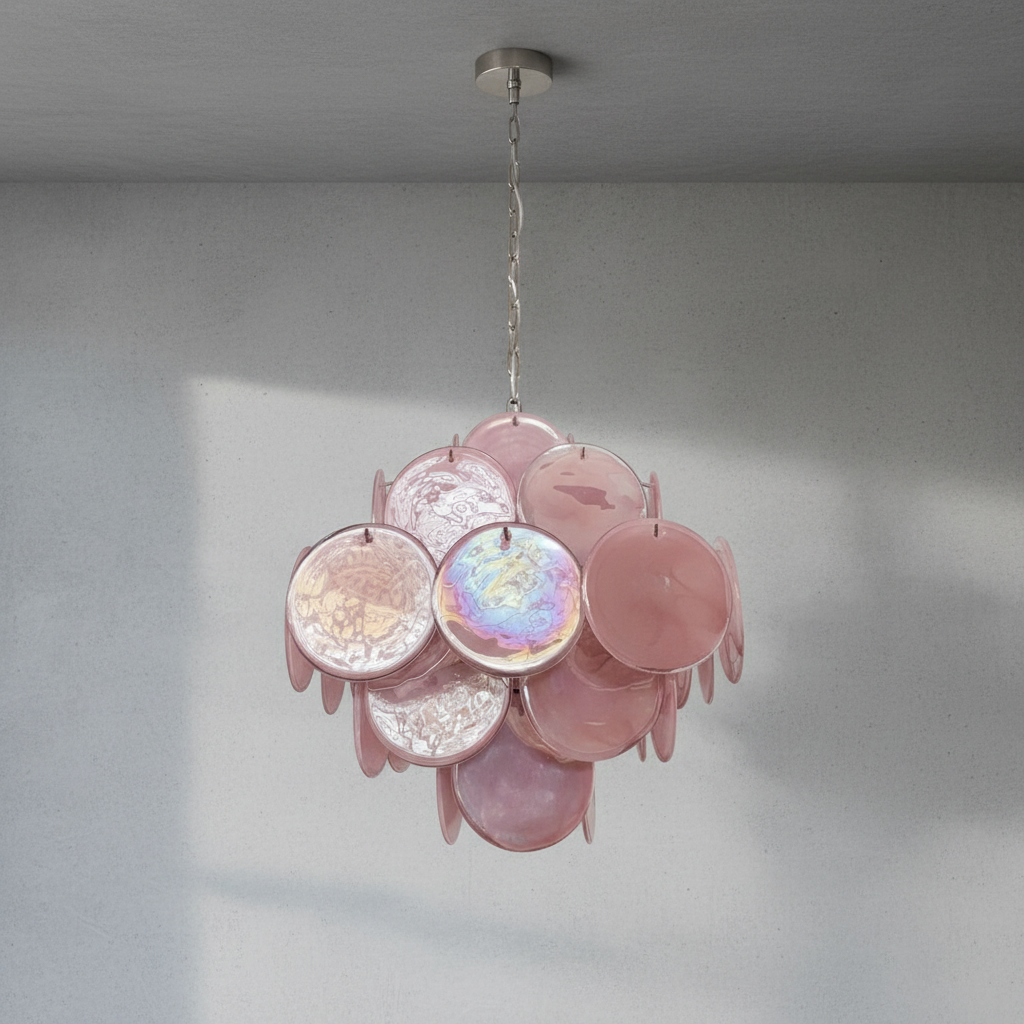 Murana 36-Disc Pink Art Glass Chandelier - XYlight