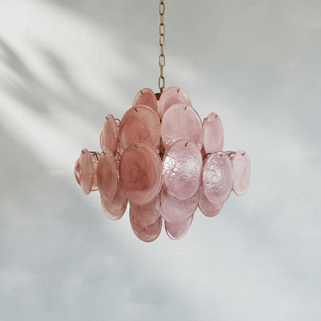 Murana 36-Disc Pink Art Glass Chandelier - XYlight