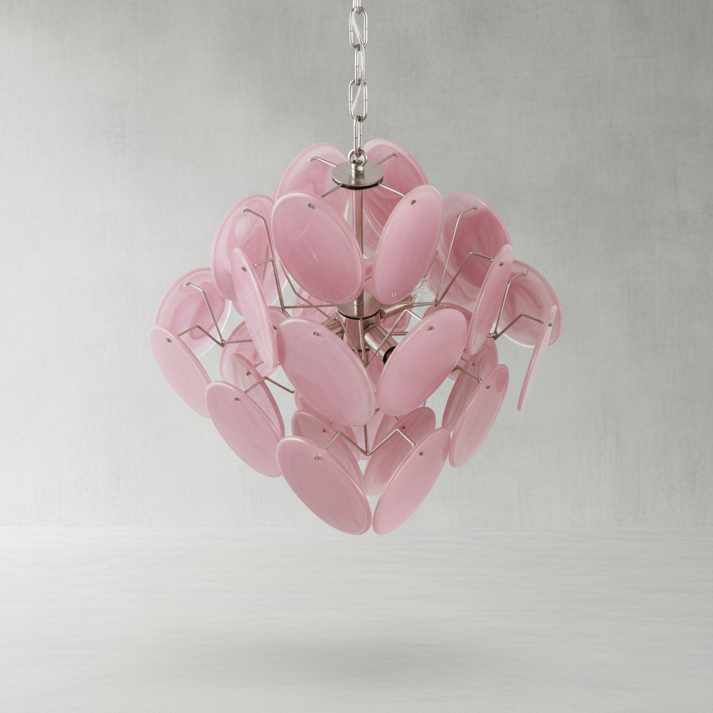 Murana 36-Disc Pink Art Glass Chandelier - XYlight