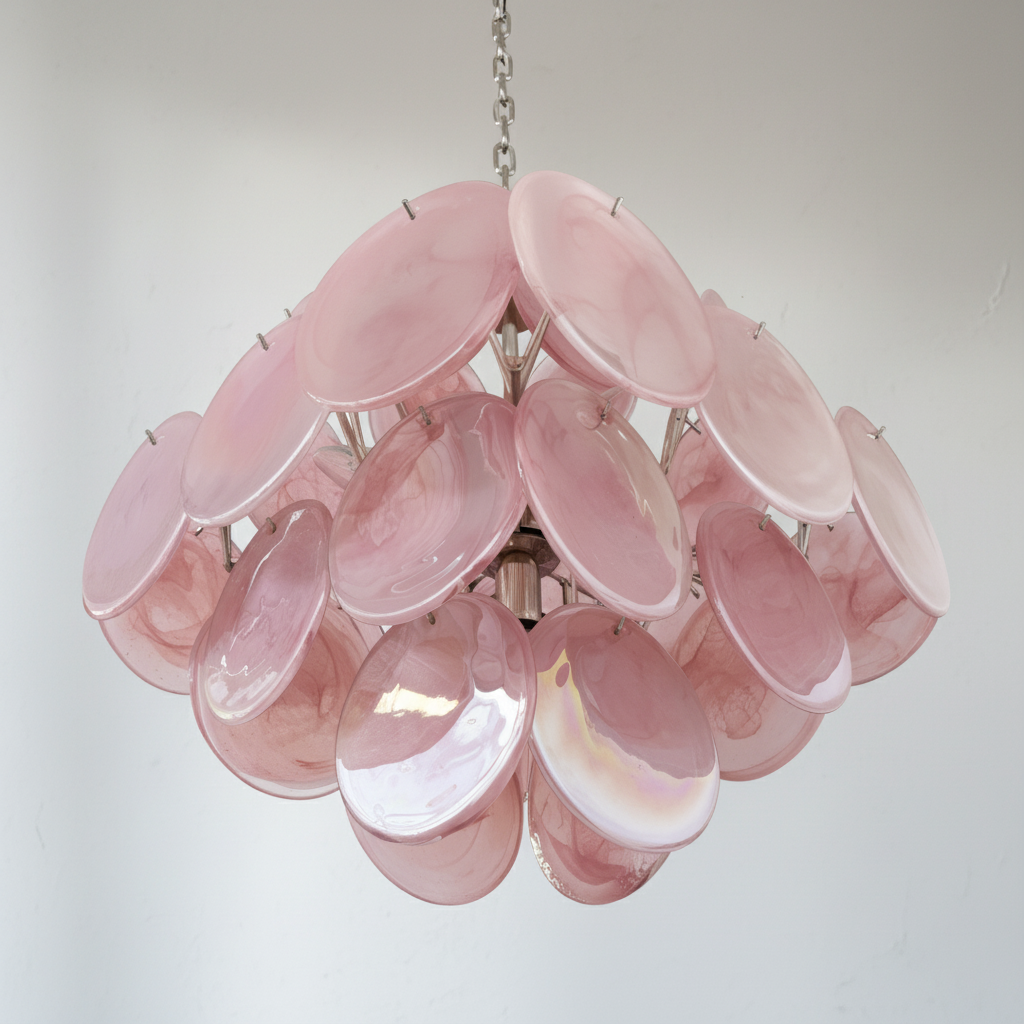Murana 36-Disc Pink Art Glass Chandelier - XYlight