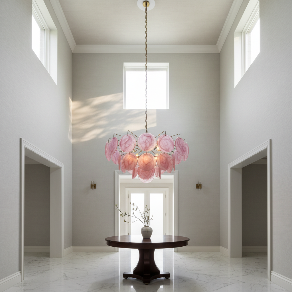 Murana 36-Disc Pink Art Glass Chandelier - XYlight