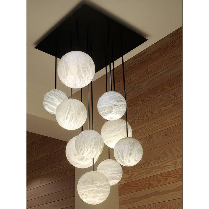 Nademor Alabaster Sphere Staircase Chandelier - XYlight