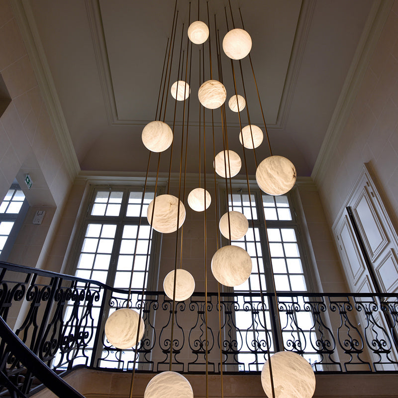Nademor Alabaster Sphere Staircase Chandelier - XYlight