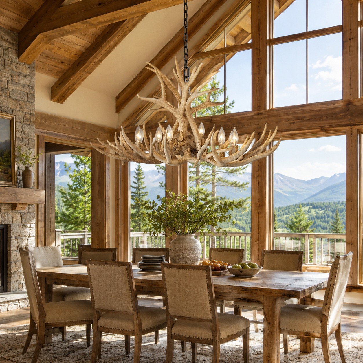 Natural Antler Chandelier 36-Inch - XYlight