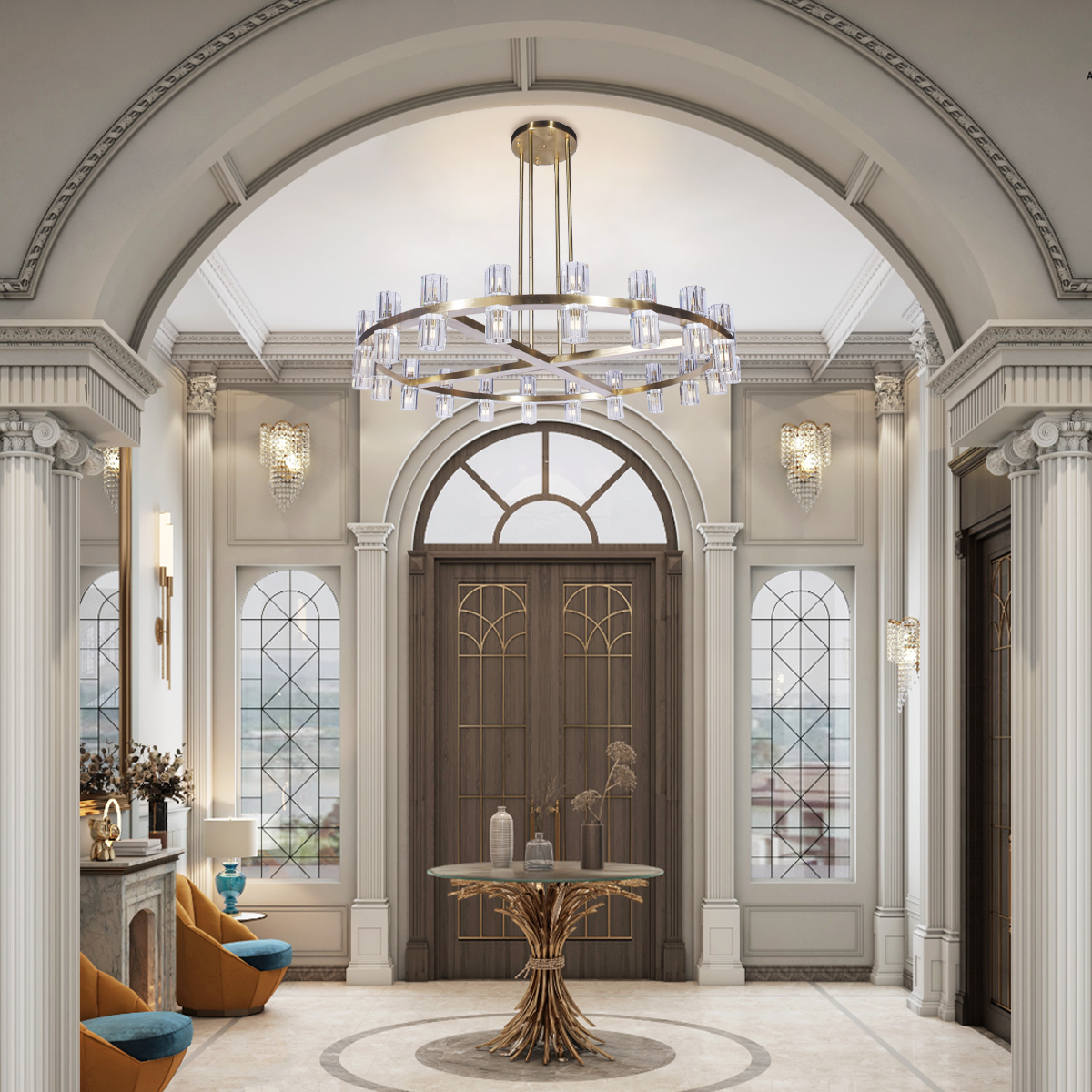 Niverlune Wine-Glass 1-Tier Round Chandelier - XYlight