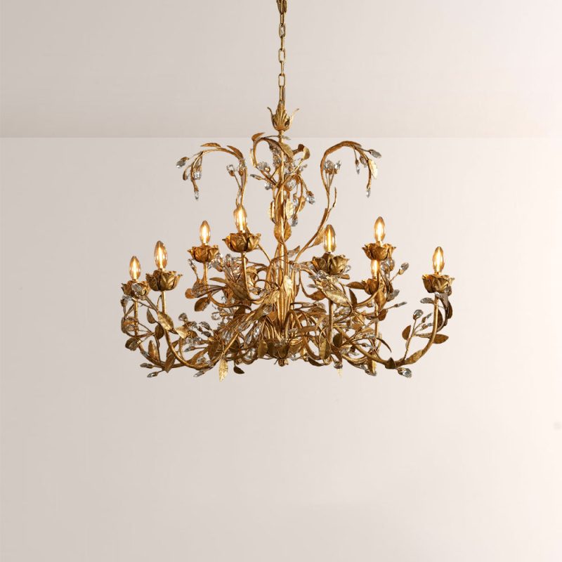 Nora Gilded Floral Crystal Round Chandelier