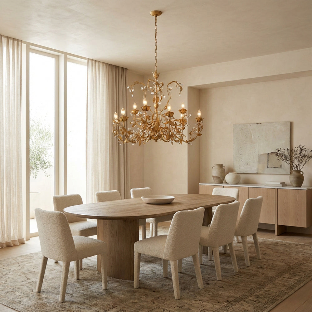 Nora Gilded Floral Crystal Round Chandelier - XYlight