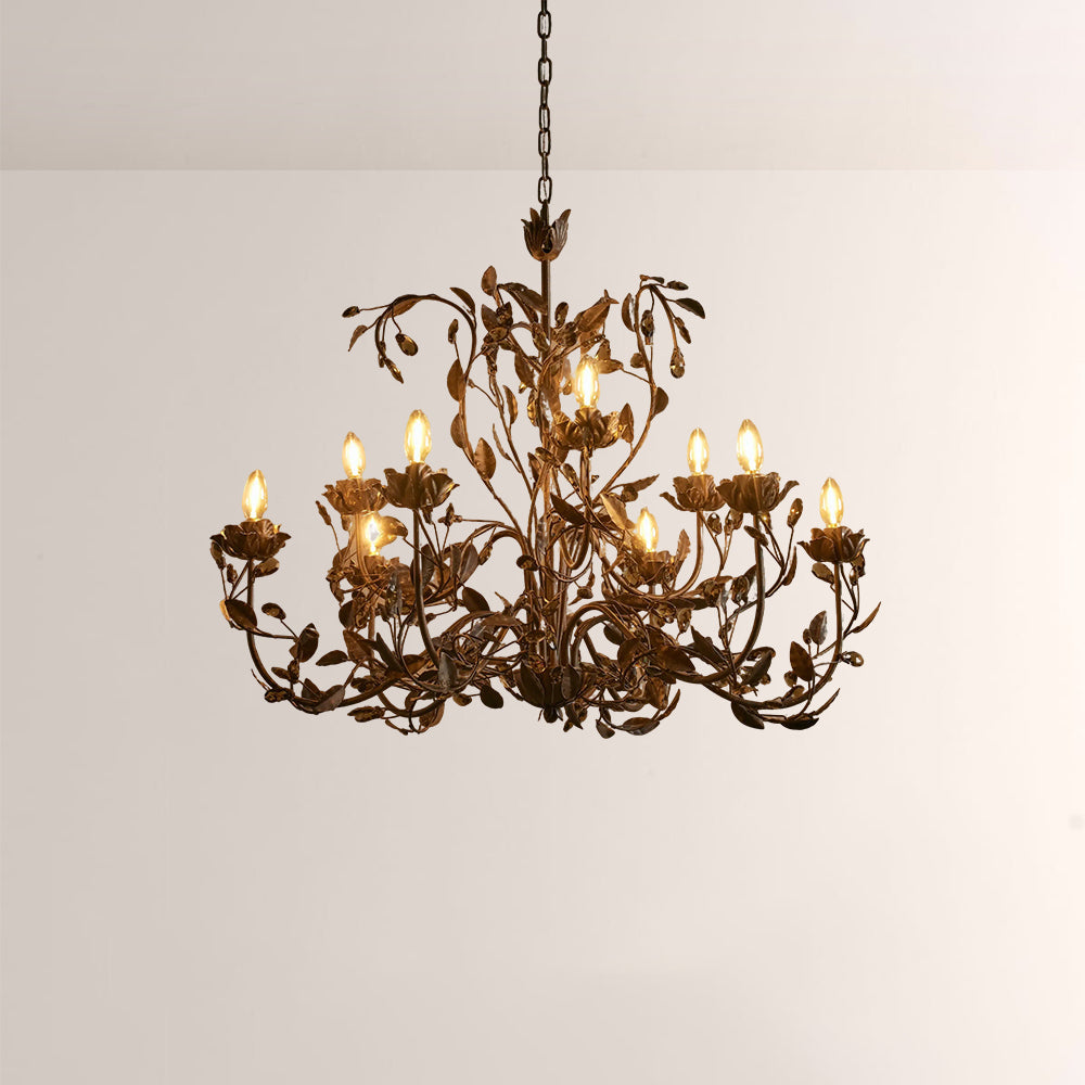 Nora Gilded Floral Crystal Round Chandelier - XYlight