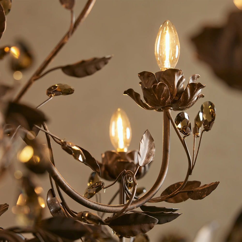 Nora Gilded Floral Crystal Round Chandelier - XYlight