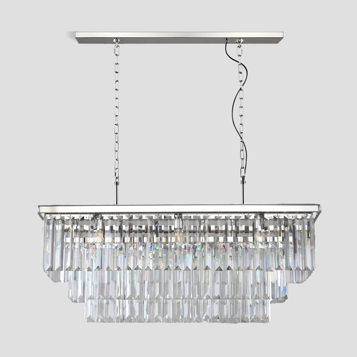 Olmavor 1920s-Style 3-Tier Crystal Rectangular Chandelier - XYlight