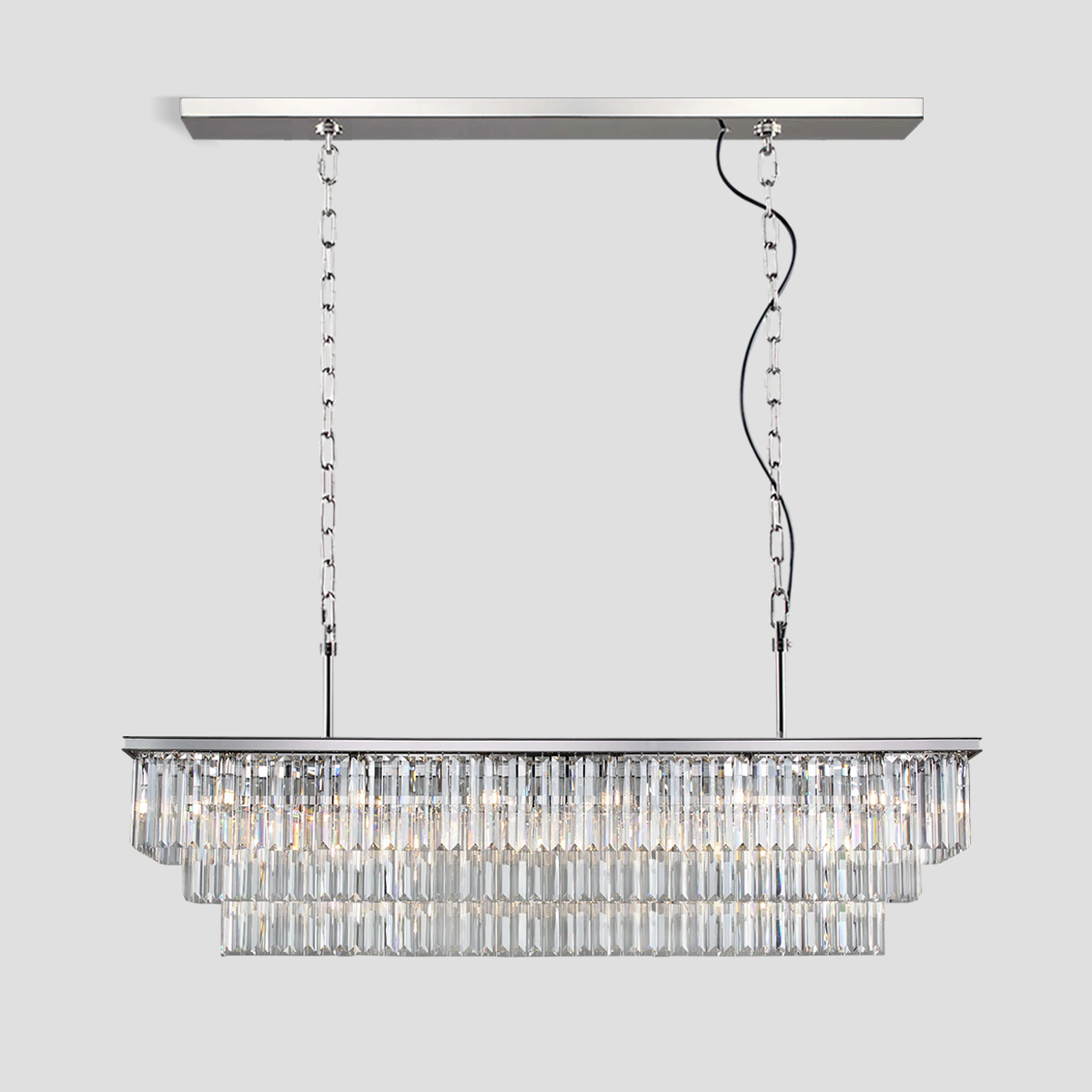 Olmavor 1920s-Style 3-Tier Crystal Rectangular Chandelier - XYlight