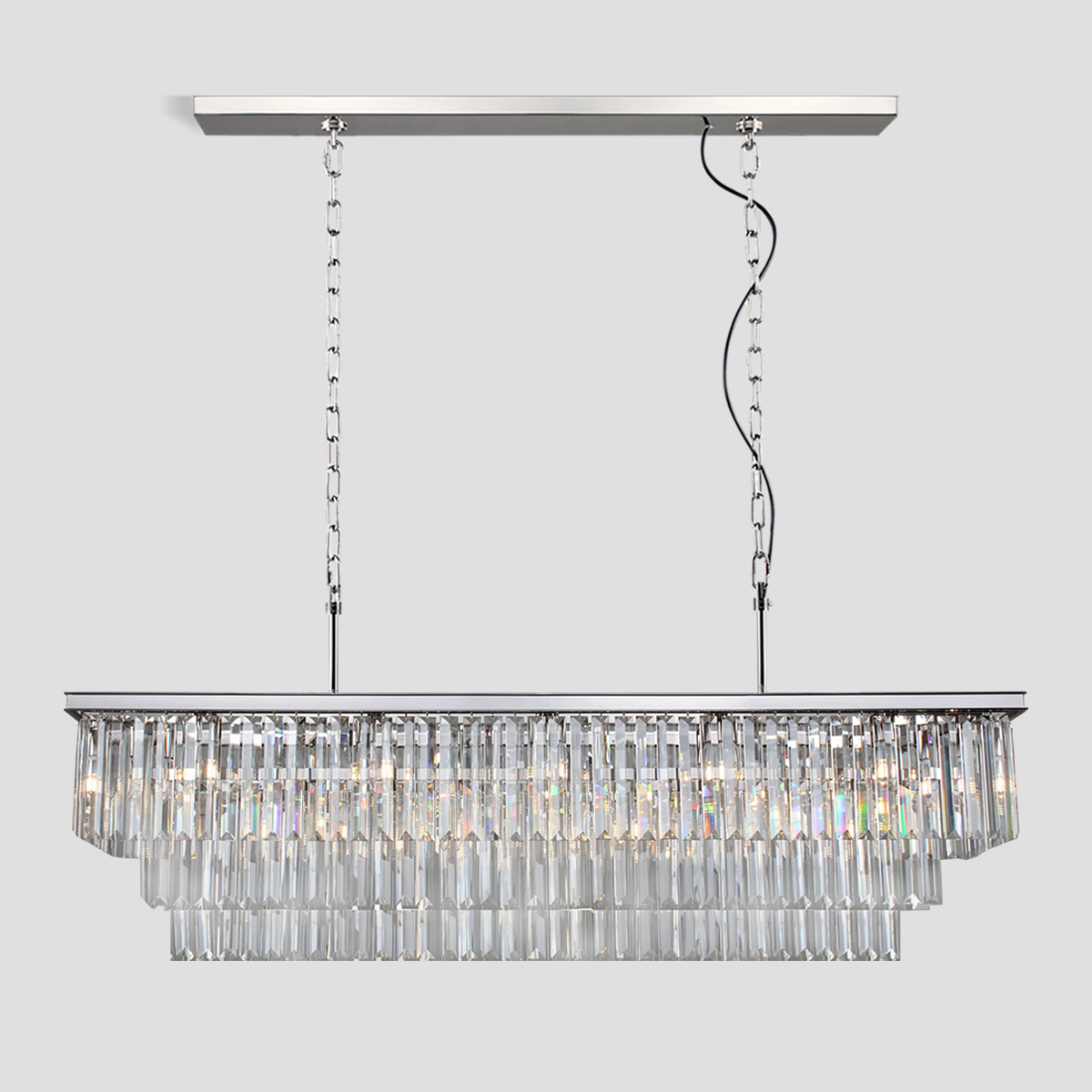 Olmavor 1920s-Style 3-Tier Crystal Rectangular Chandelier - XYlight