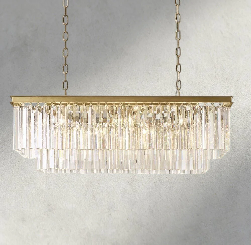 Olmavor 1920s-Style 3-Tier Crystal Rectangular Chandelier - XYlight