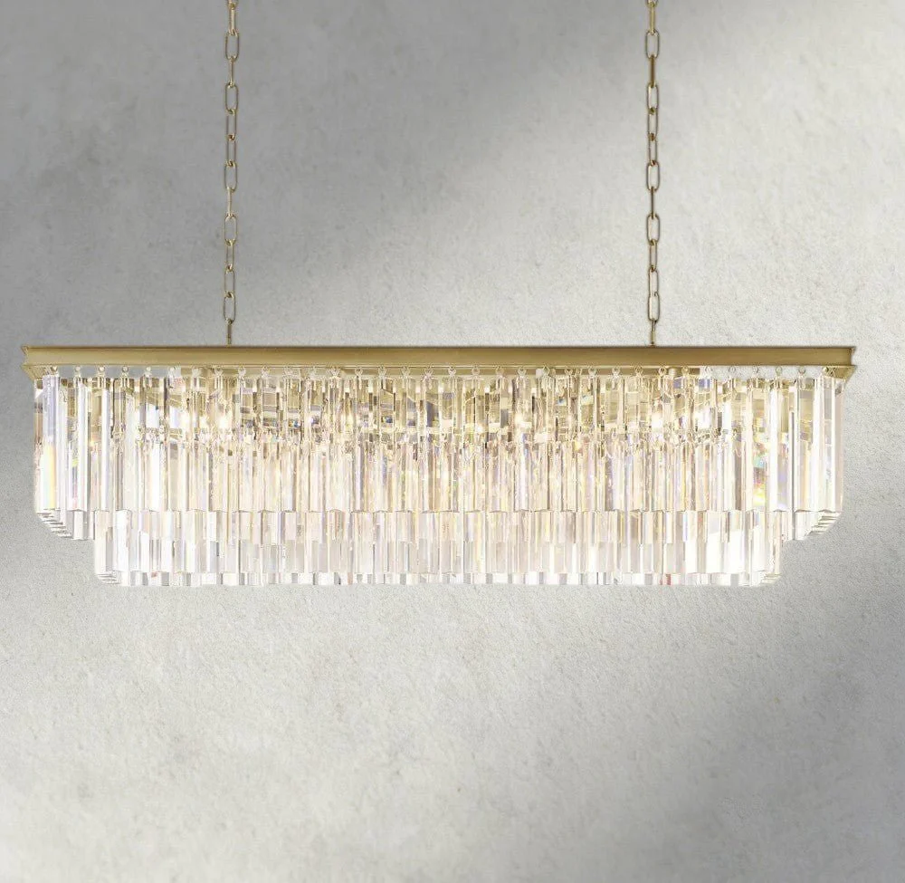 Olmavor 1920s-Style 3-Tier Crystal Rectangular Chandelier - XYlight