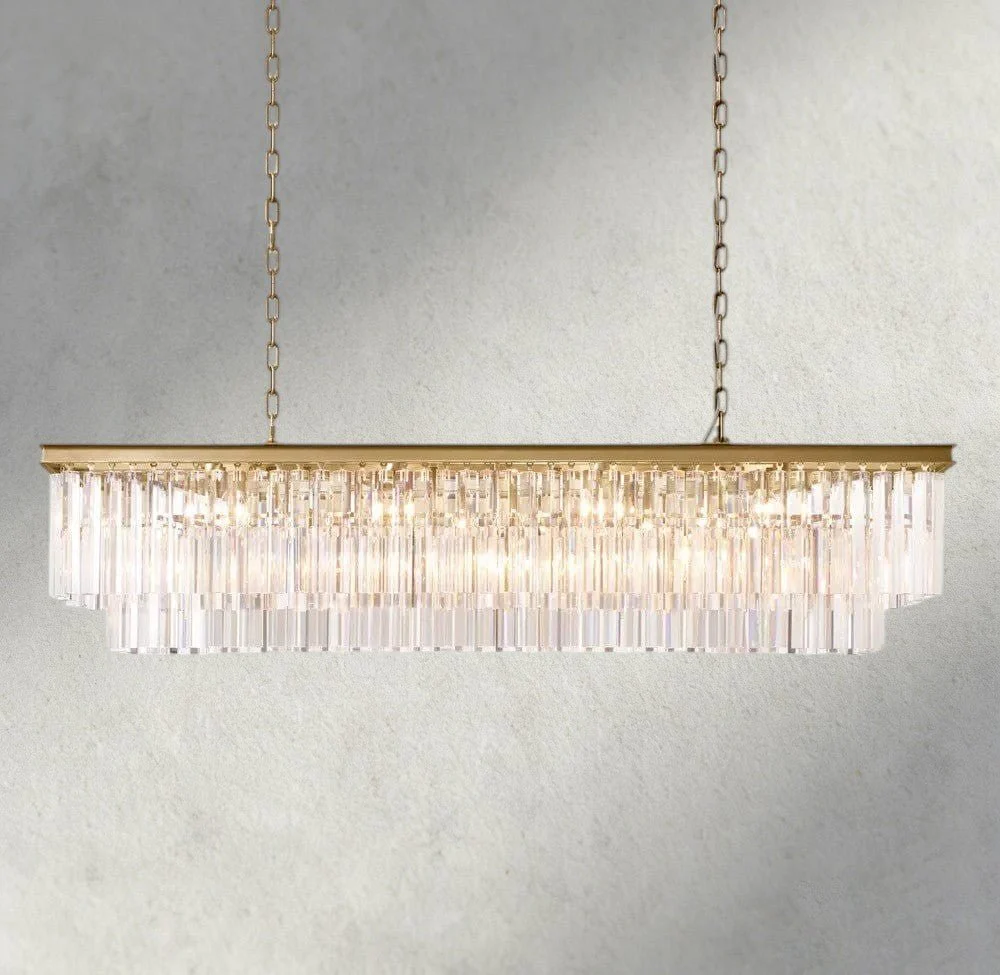 Olmavor 1920s-Style 3-Tier Crystal Rectangular Chandelier - XYlight