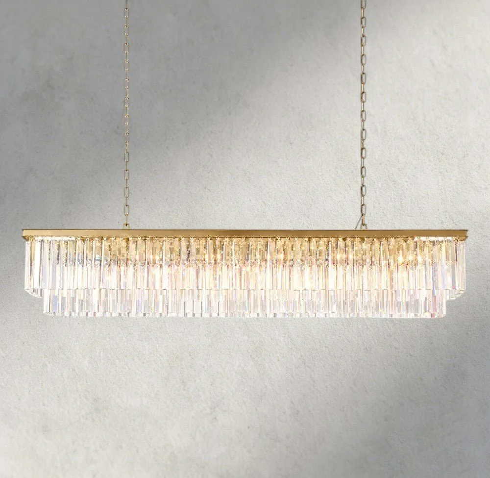 Olmavor 1920s-Style 3-Tier Crystal Rectangular Chandelier - XYlight