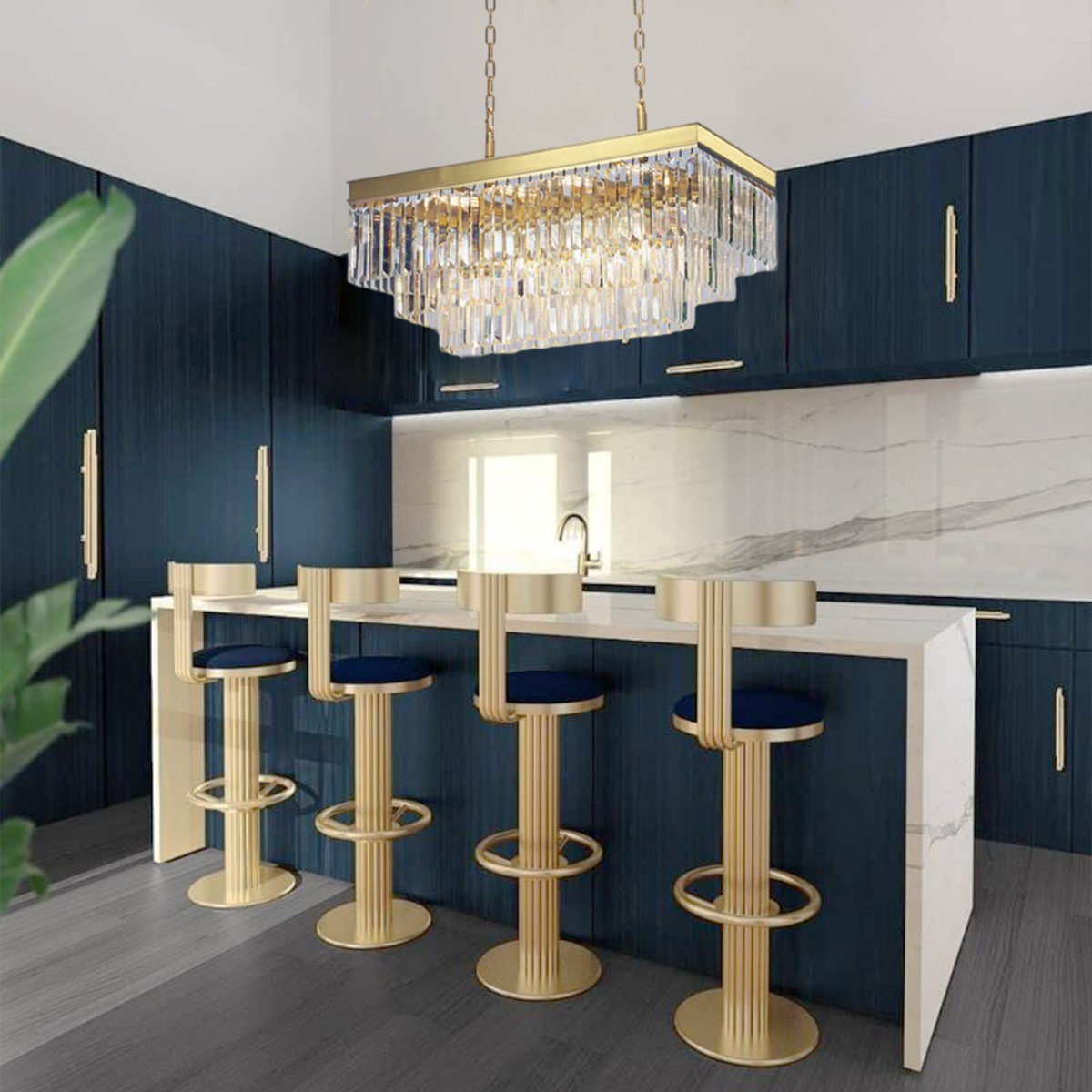 Olmavor 1920s-Style 3-Tier Crystal Rectangular Chandelier - XYlight