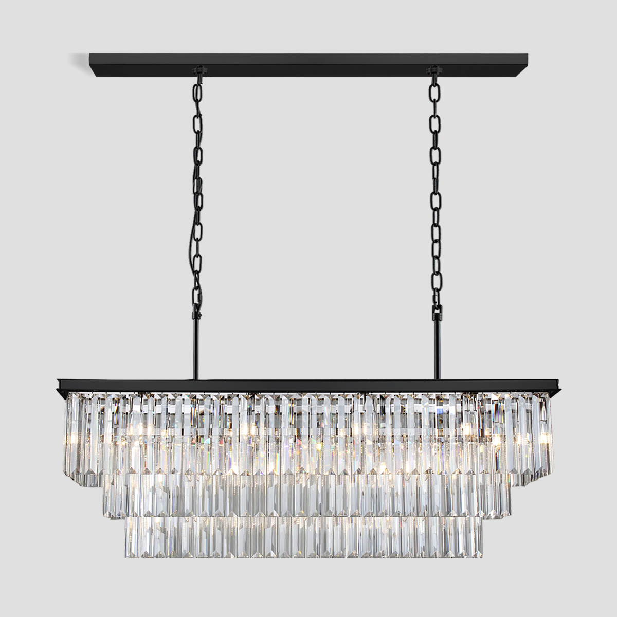 Olmavor 1920s-Style 3-Tier Crystal Rectangular Chandelier - XYlight