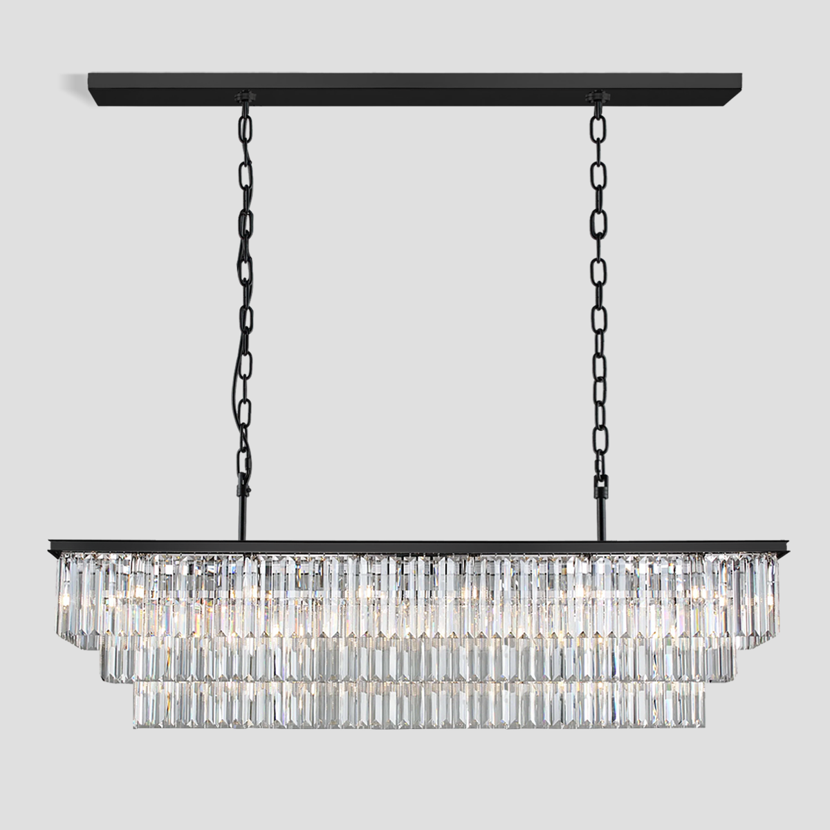 Olmavor 1920s-Style 3-Tier Crystal Rectangular Chandelier - XYlight