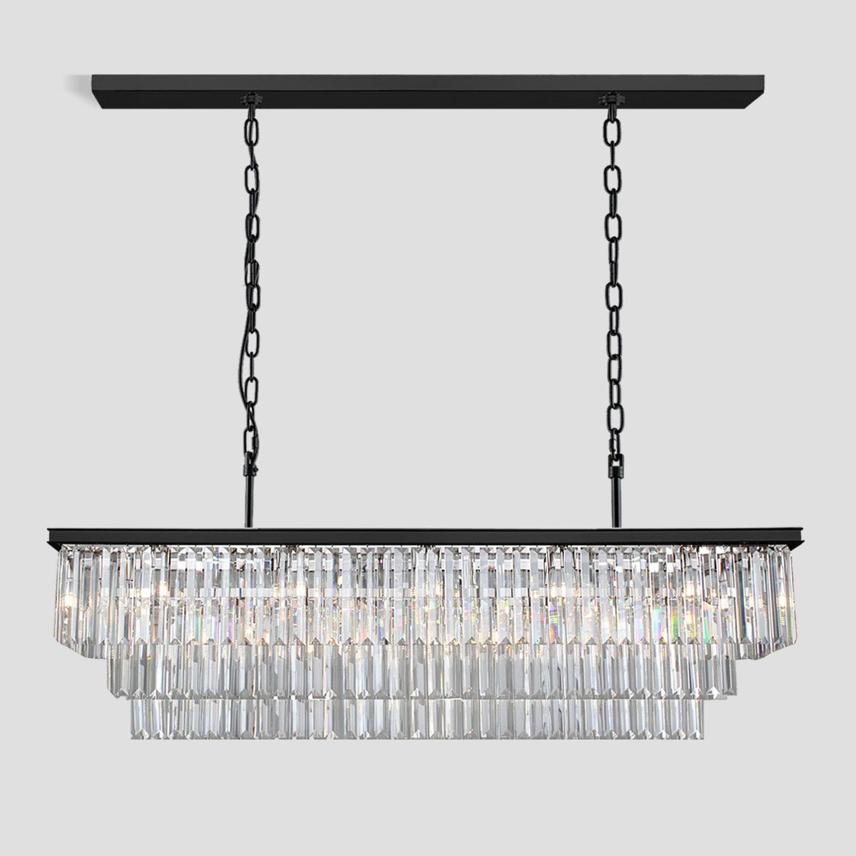 Olmavor 1920s-Style 3-Tier Crystal Rectangular Chandelier - XYlight