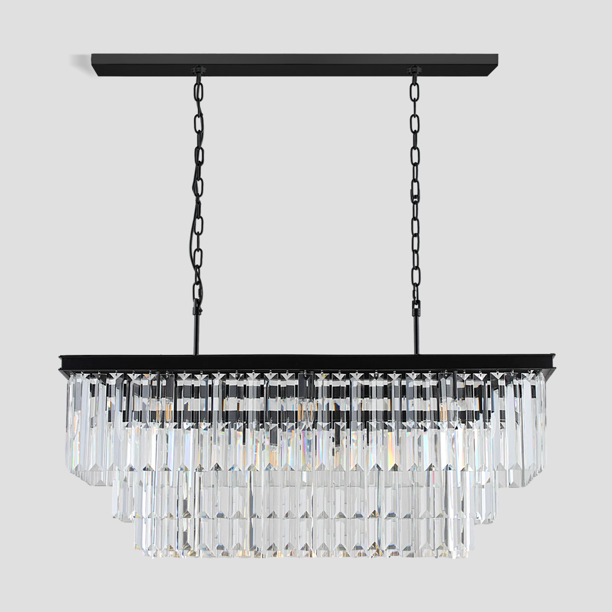 Olmavor 1920s-Style 3-Tier Crystal Rectangular Chandelier - XYlight