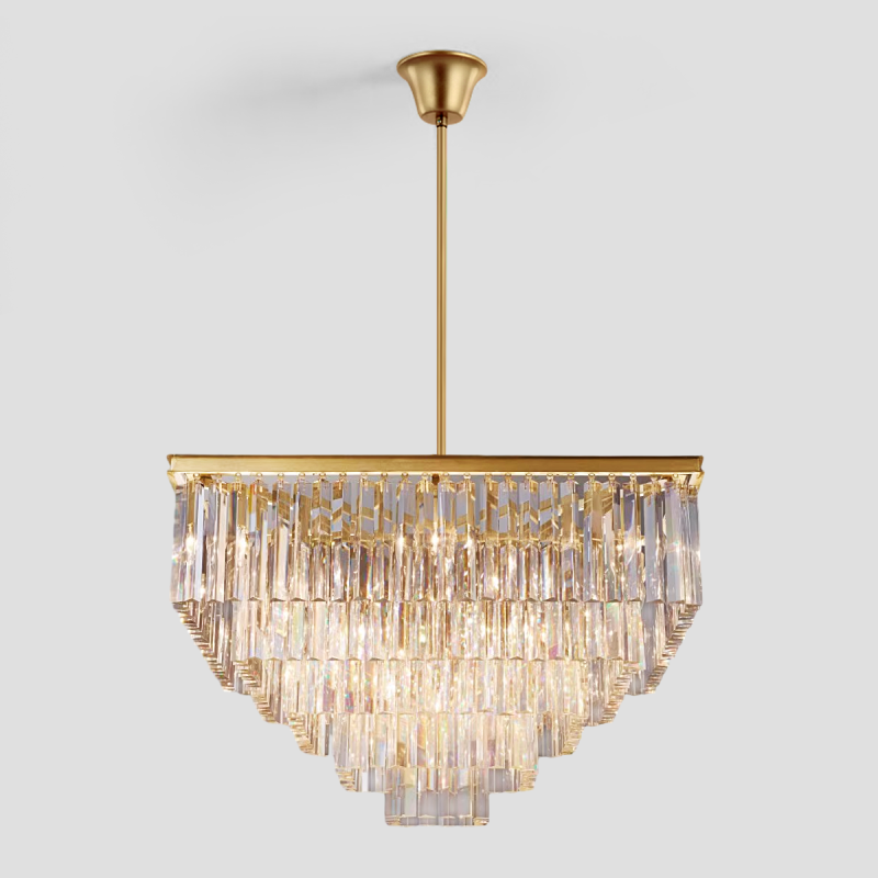 Olmavor 1920s-Style 5-Tier Crystal Square Chandelier