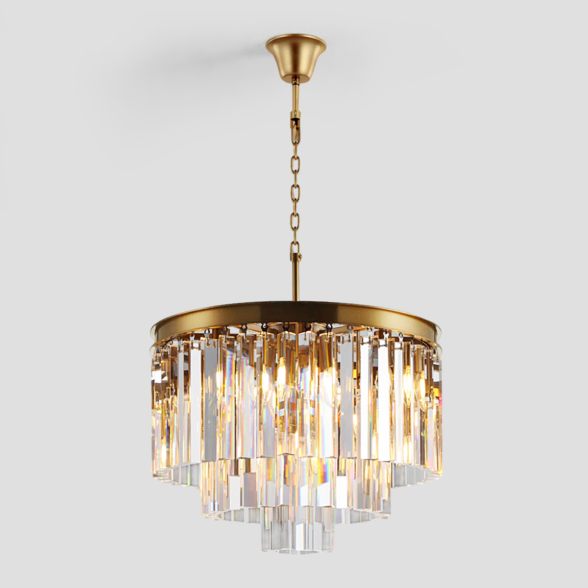 Olmavor 1920s-Style Multi-Tier Clear/Smoke Crystal Round Chandelier - XYlight