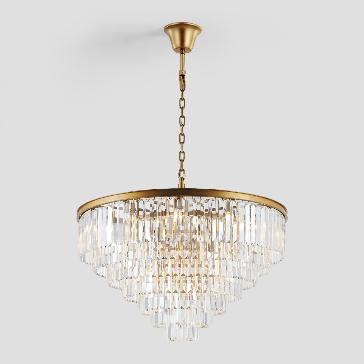 Olmavor 1920s-Style Multi-Tier Clear/Smoke Crystal Round Chandelier - XYlight