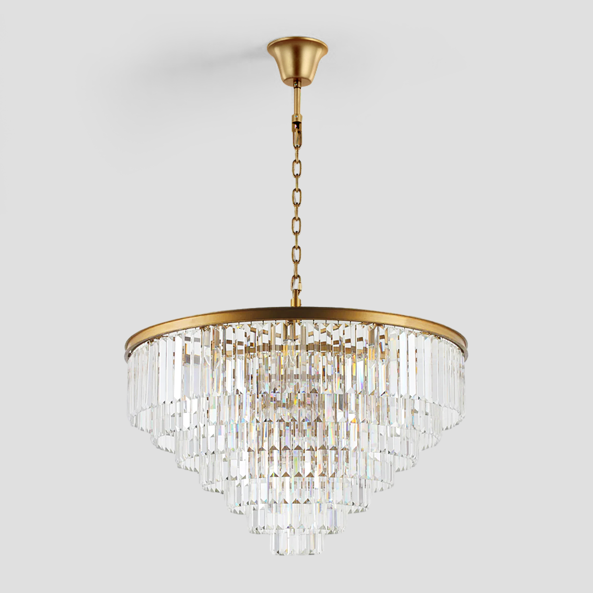 Olmavor 1920s-Style Multi-Tier Clear/Smoke Crystal Round Chandelier - XYlight