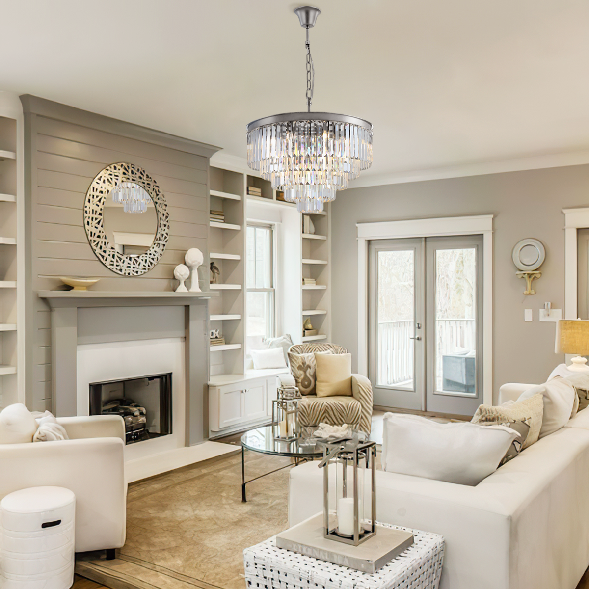 Olmavor 1920s-Style Multi-Tier Clear/Smoke Crystal Round Chandelier - XYlight