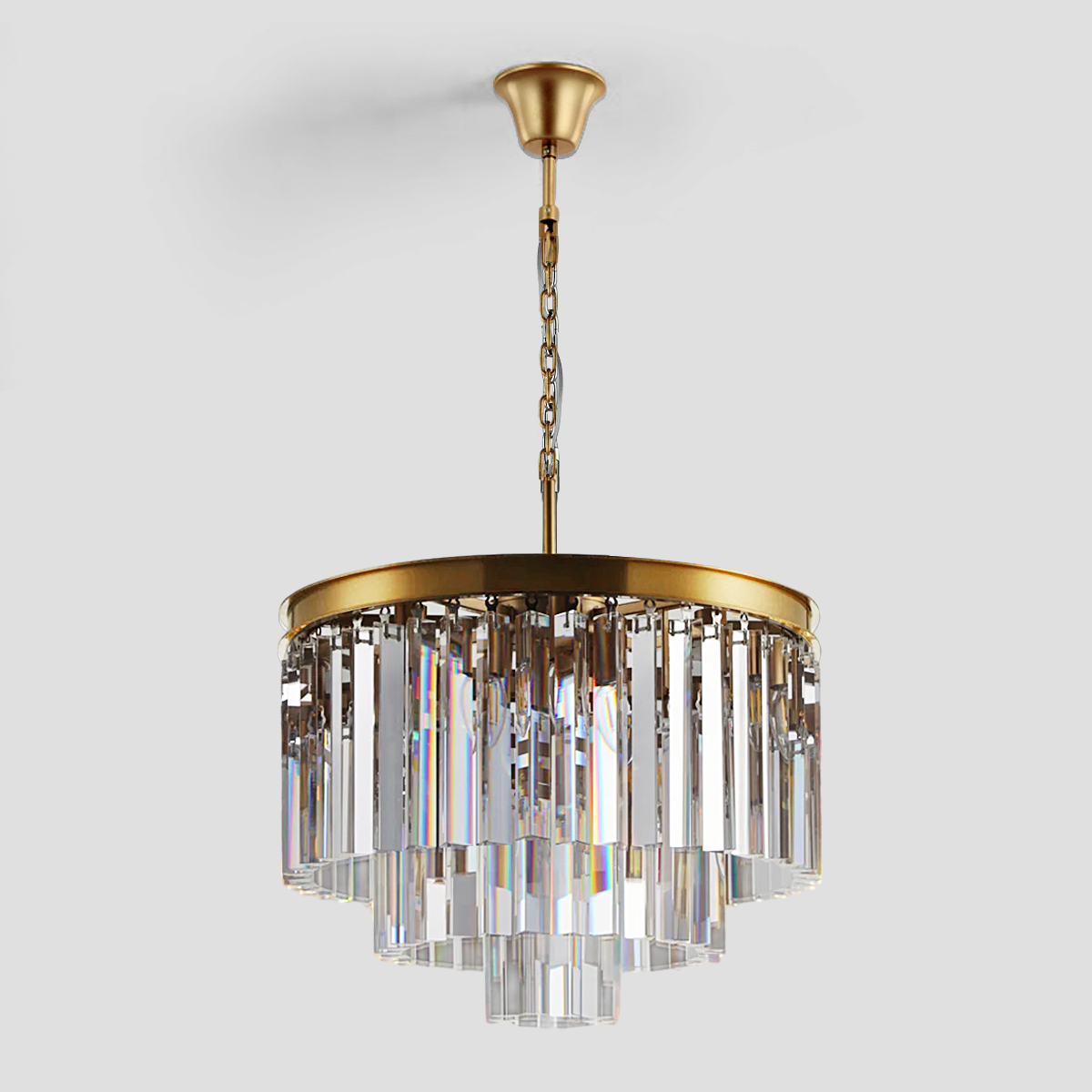 Olmavor 1920s-Style Multi-Tier Clear/Smoke Crystal Round Chandelier - XYlight
