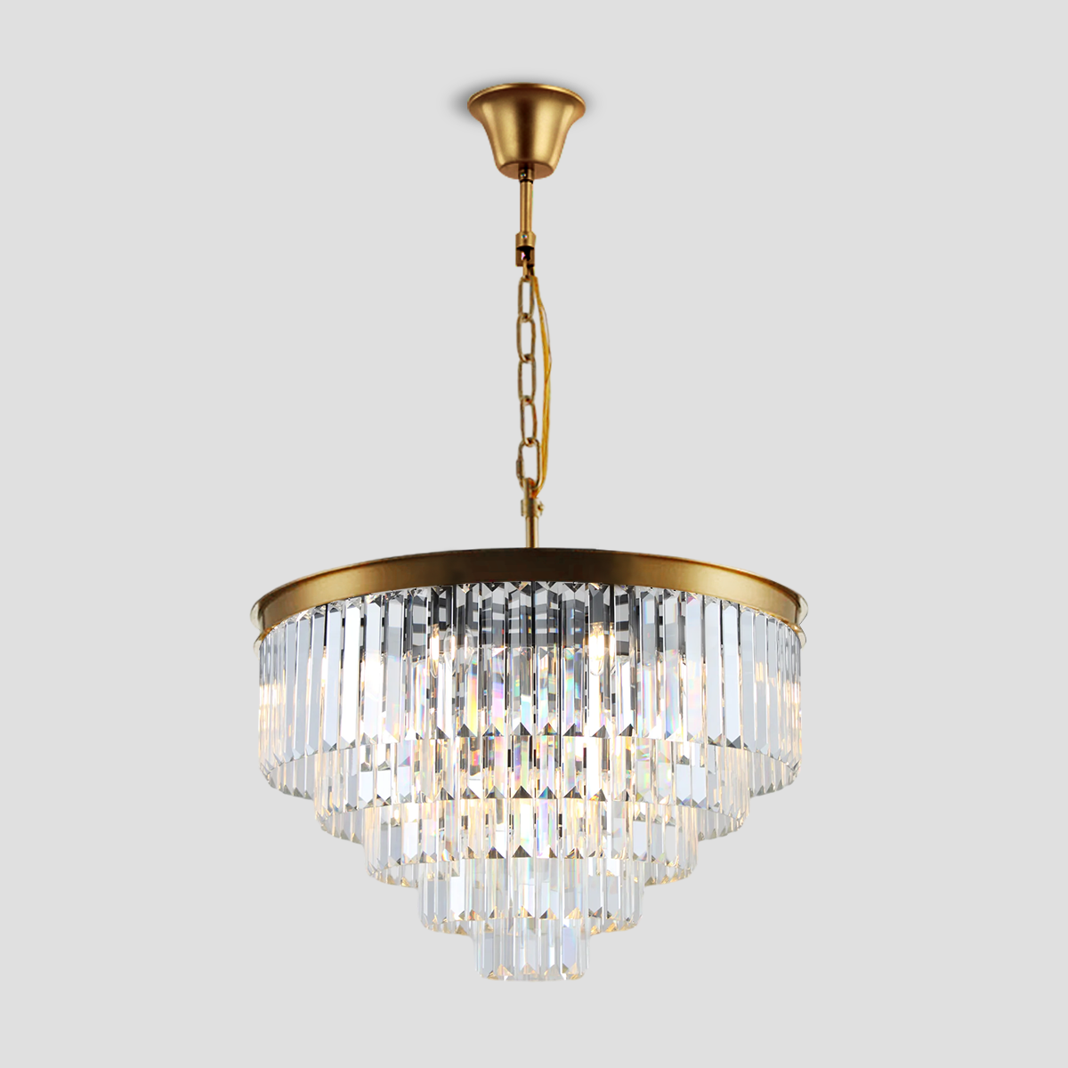 Olmavor 1920s-Style Multi-Tier Clear/Smoke Crystal Round Chandelier - XYlight