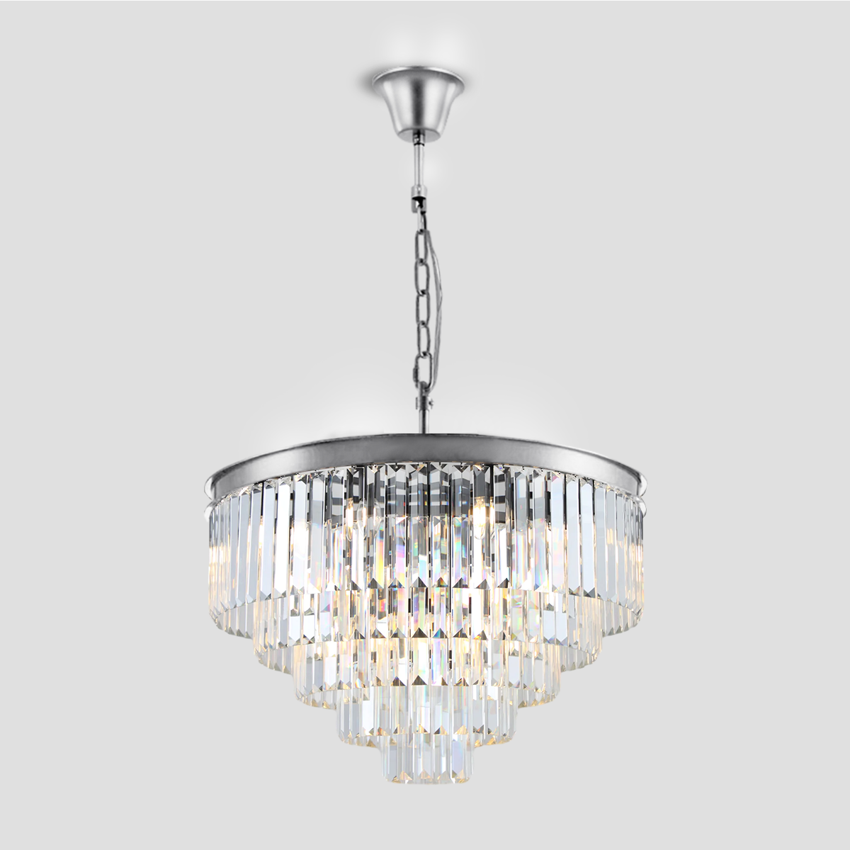 Olmavor 1920s-Style Multi-Tier Clear/Smoke Crystal Round Chandelier - XYlight